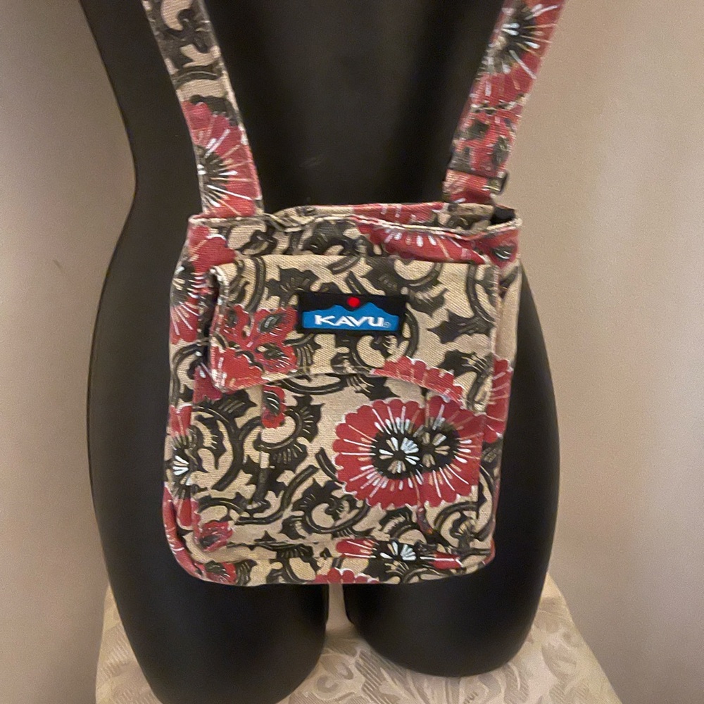 KAVU Floral Crossbody Bag - Red and Black